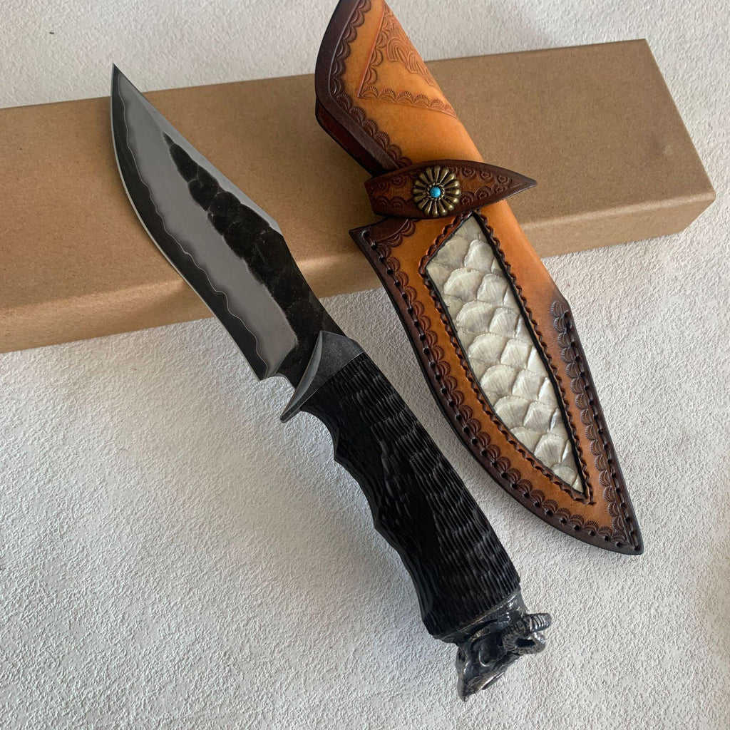 Damascus Fixed Blade Hand Forged Sanmai VG10 Core Ebony Handle Tactical Survival Collector