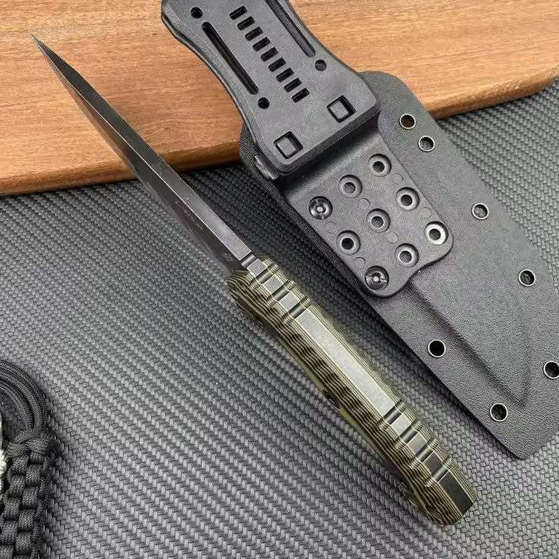 M26 Fixed Blade Straight Knife - Wave-Pattern Blade with G10 Handle & Kydex Sheath Tactical