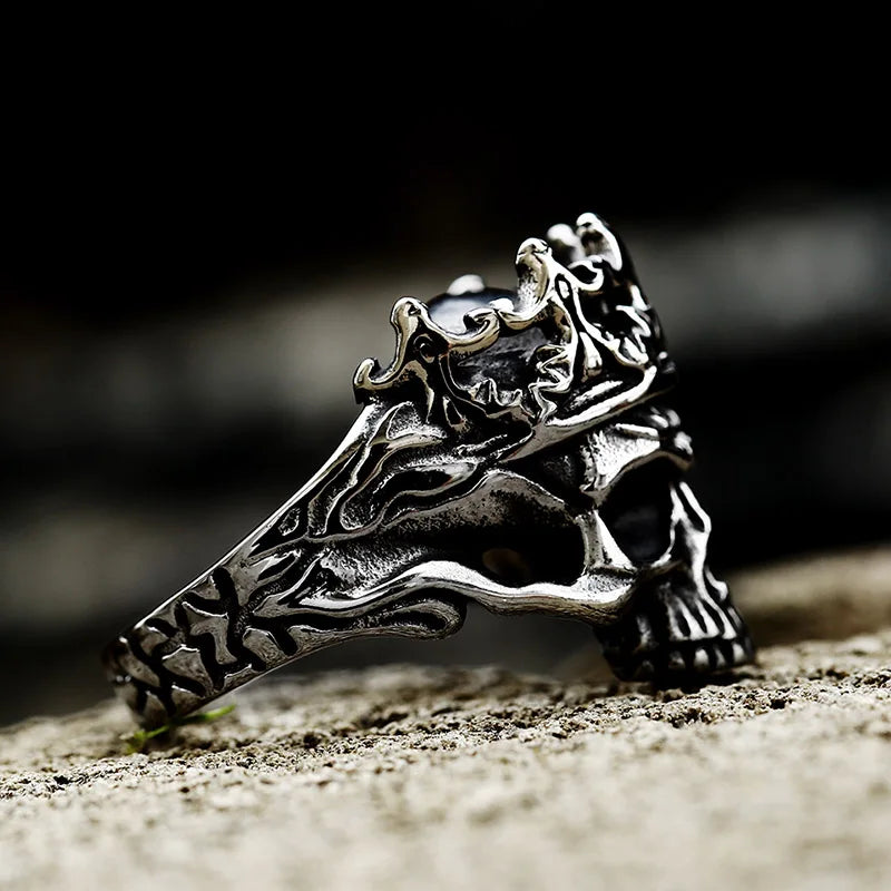 Skull Ring – Gothic Crown King Biker Punk Dark Statement