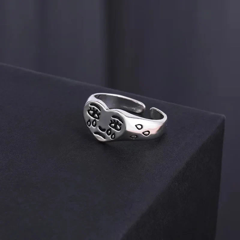 Signet Ring – Crying Heart Gothic Punk Vintage Adjustable Statement Ring
