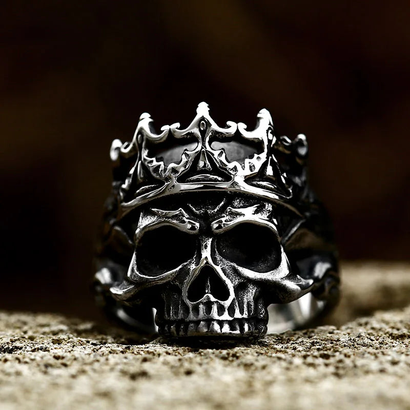 Skull Ring – Gothic Crown King Biker Punk Dark Statement