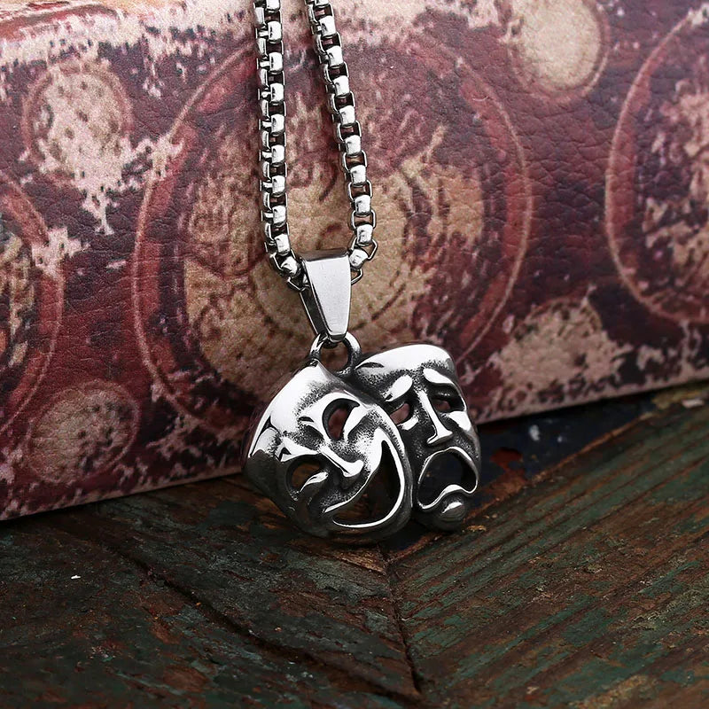 Gothic Necklace – Haunted Duality Smile Cry Face Punk Dark Statement