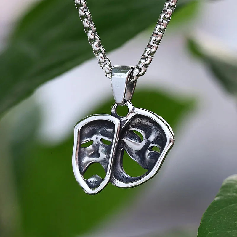 Gothic Necklace – Haunted Duality Smile Cry Face Punk Dark Statement