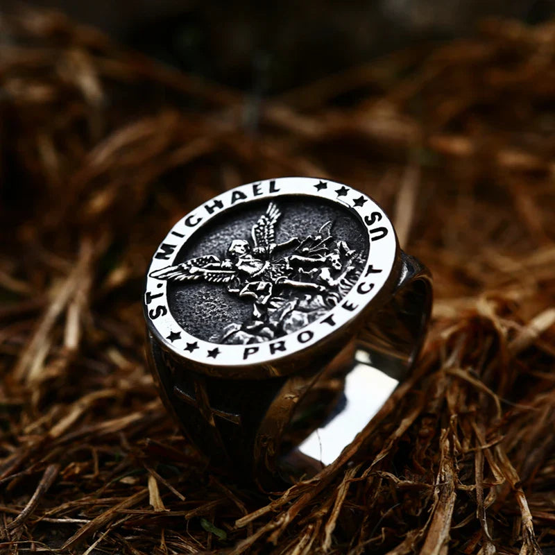 Saint Michael Ring – Mystic Guardian Gothic Cross Punk Statement
