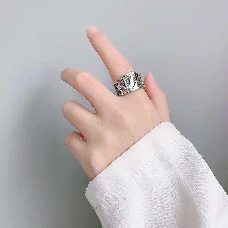 Gothic Ring – Royal Flush Poker Card Punk Vintage Statement