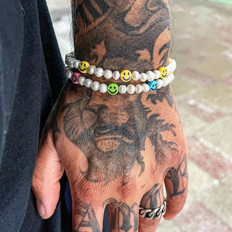 Pearl Bracelet – Smiley Face Handmade Cute Y2K Statement
