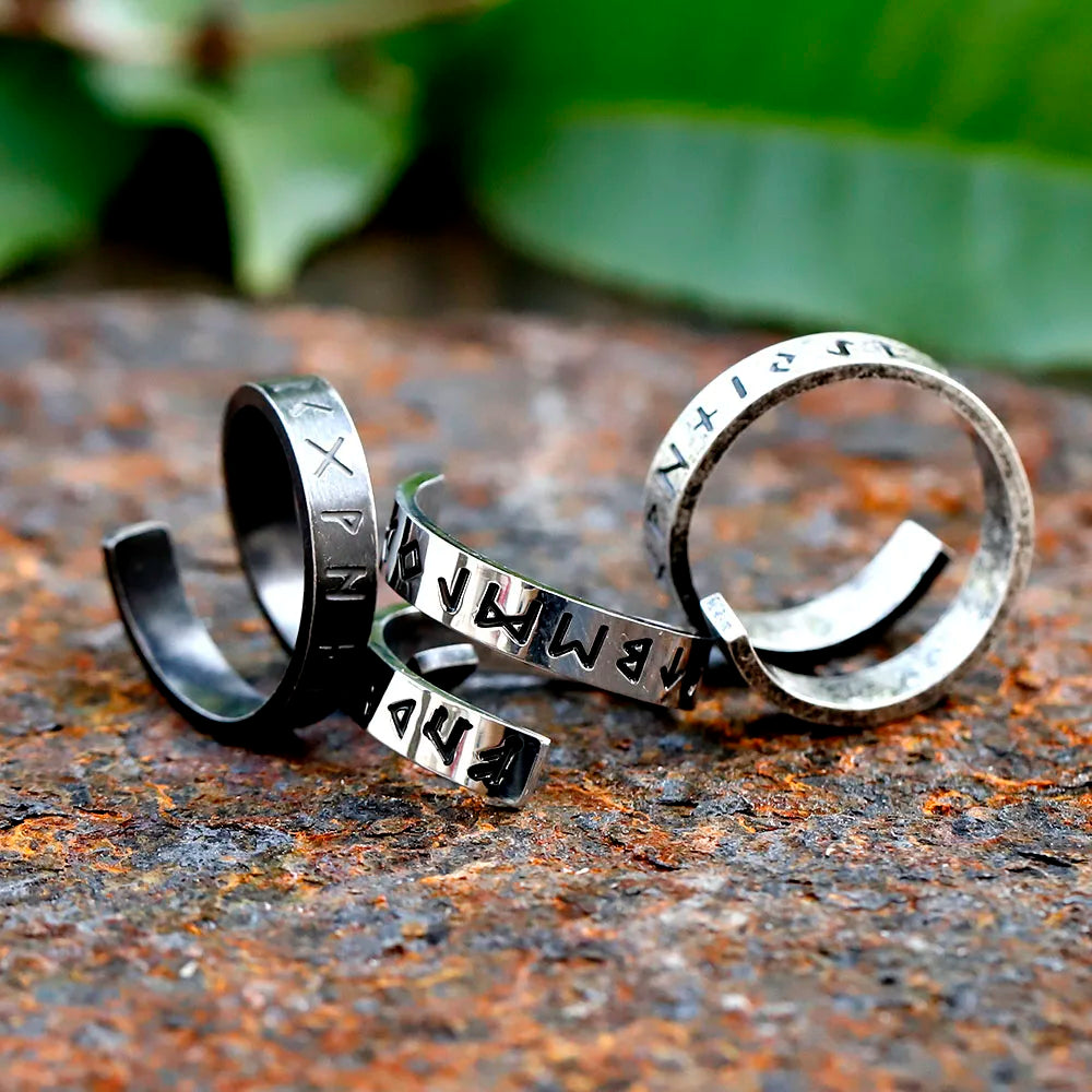 Statement Ring – Gothic Viking Rune Rotating Spinner Punk Retro
