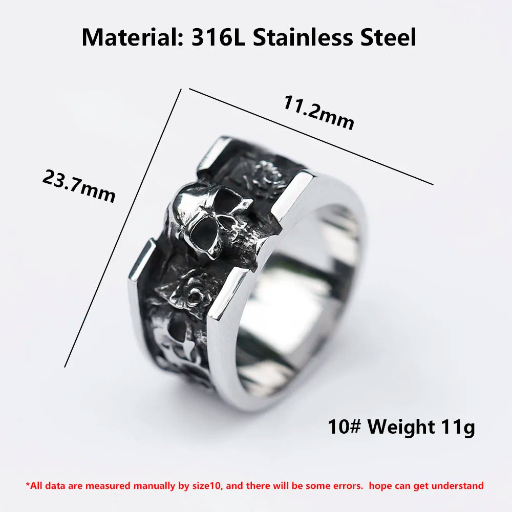 Gothic Ring – Skull and Roses Punk Vintage Dark Statement