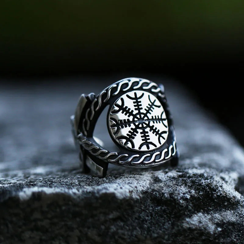 Odin Ring – Norse Amulet Vegvisir Viking Gothic Punk Statement