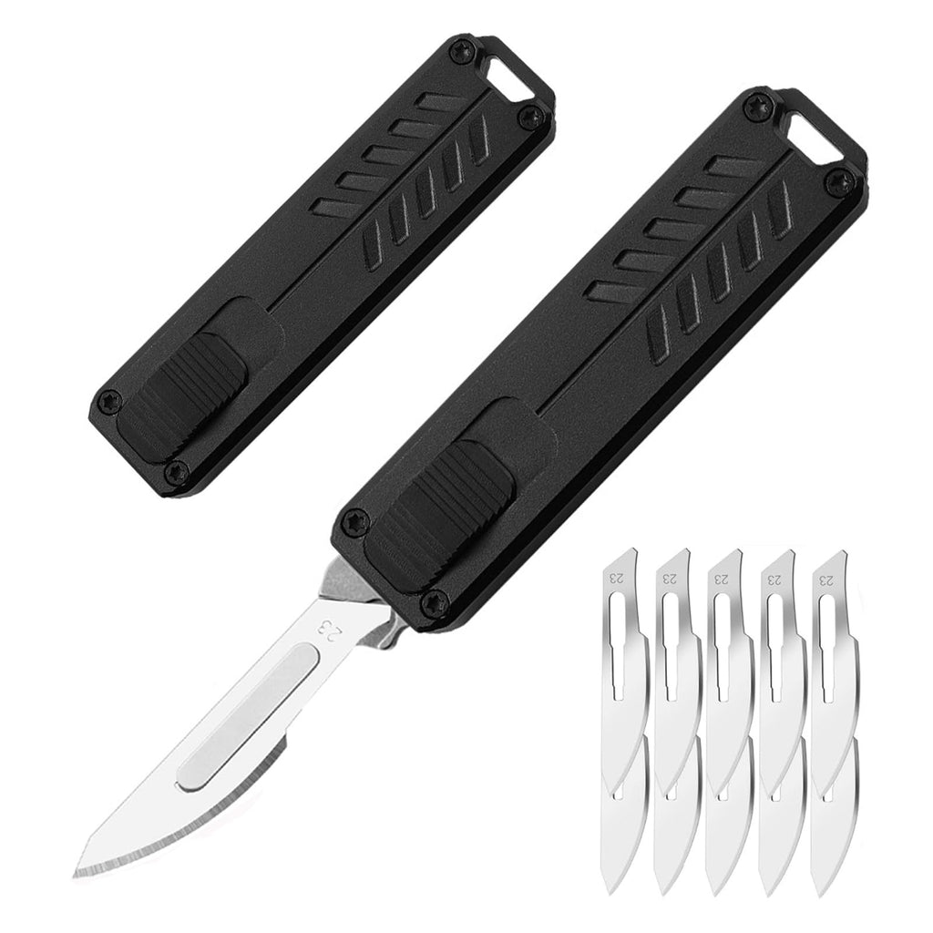 OTF Utility Knife Aluminum Replaceable Blade EDC Box Cutter Compact Pocket Knife