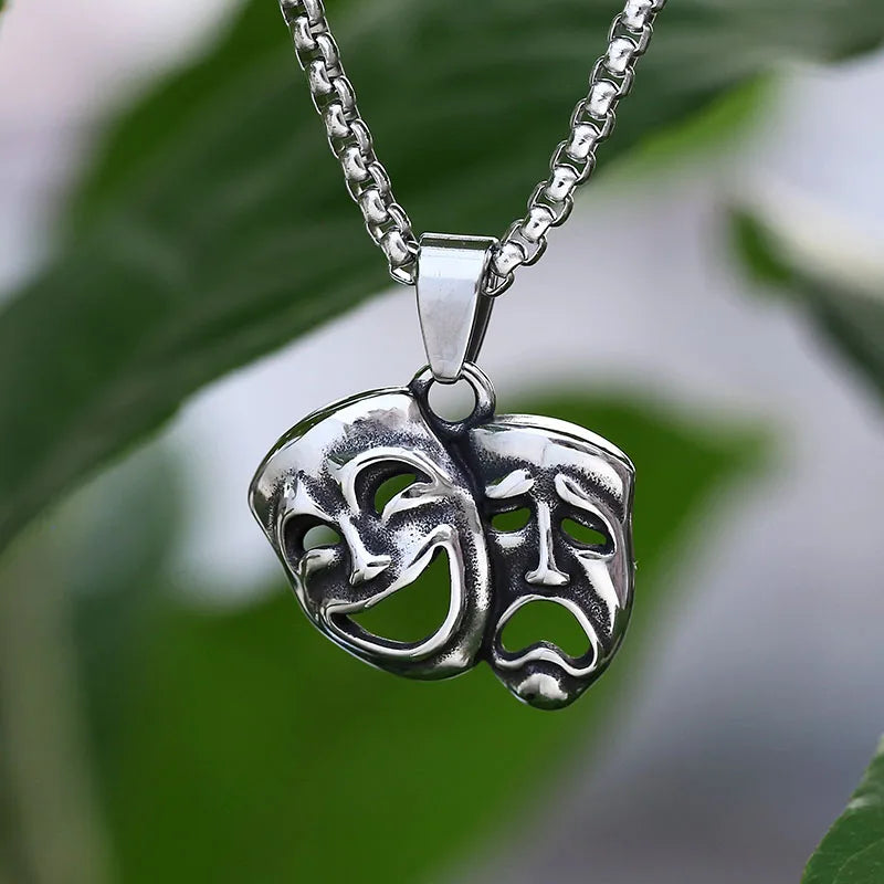Gothic Necklace – Haunted Duality Smile Cry Face Punk Dark Statement