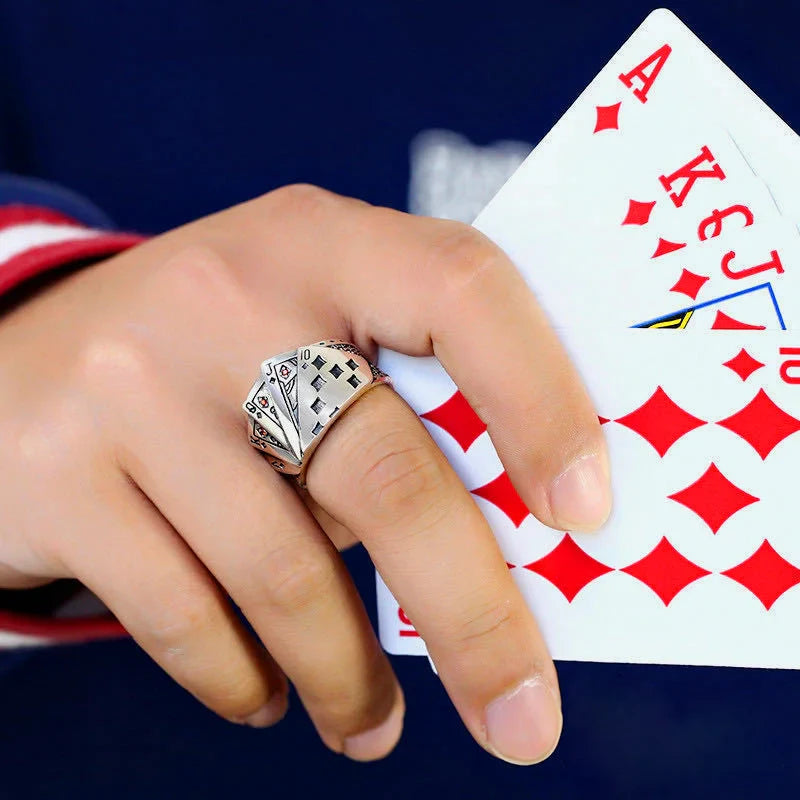 Gothic Ring – Royal Flush Poker Card Punk Vintage Statement