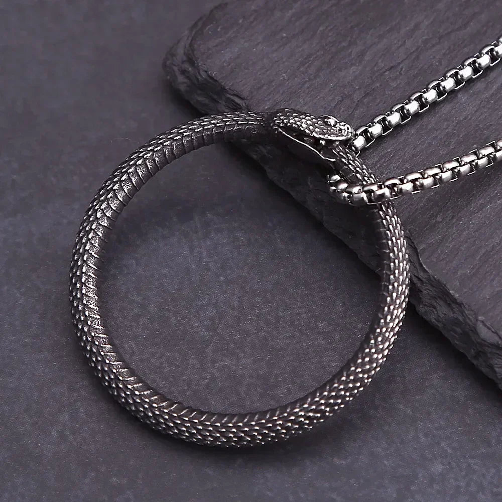 Snake Necklace – Ouroboros Eternity Pendant Gothic Viking Punk Statement