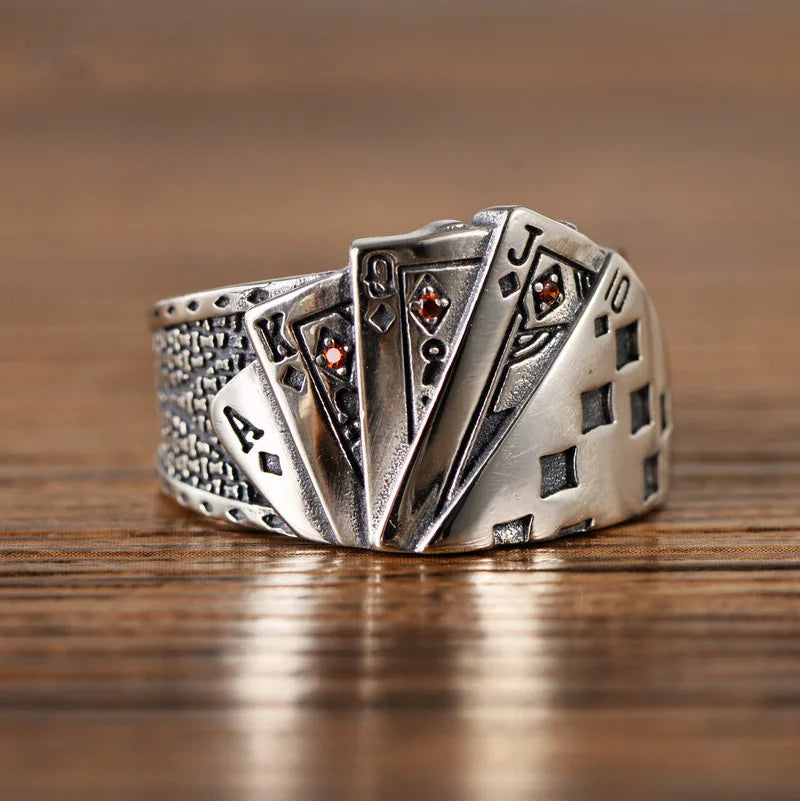 Gothic Ring – Royal Flush Poker Card Punk Vintage Statement