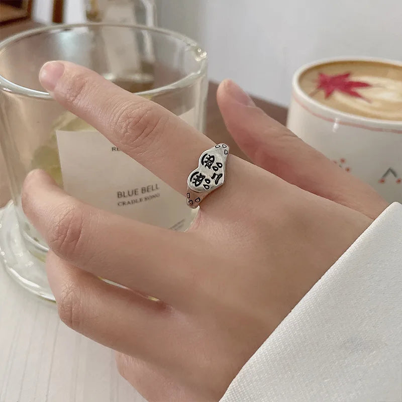 Signet Ring – Crying Heart Gothic Punk Vintage Adjustable Statement Ring