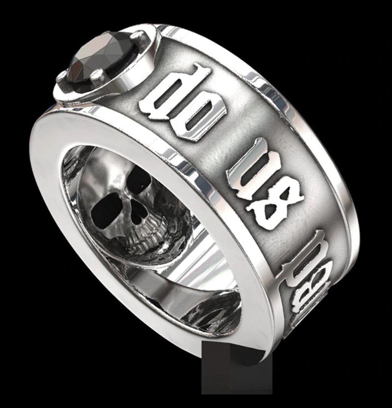 Skull Ring – Til Death Do Us Part Black Zircon Gothic Punk Eternal Love Ring