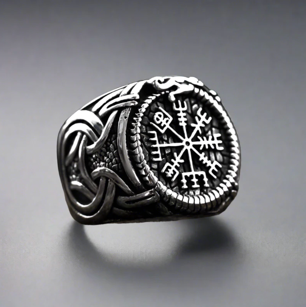 Viking Ring Stainless Steel – Valknut Compass Rune Norse Mythology Ring for Men