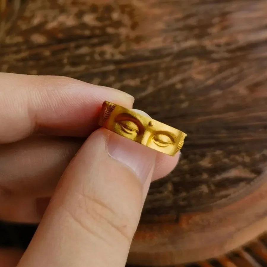 Buddha Ring – Speak No Evil Half Face Gothic Spiritual Statement