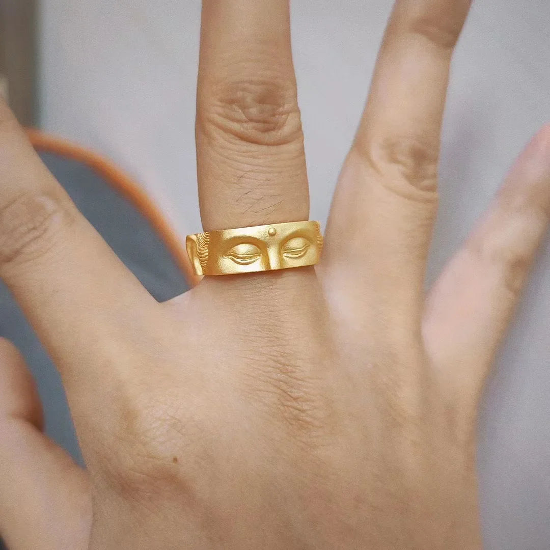 Buddha Ring – Speak No Evil Half Face Gothic Spiritual Statement