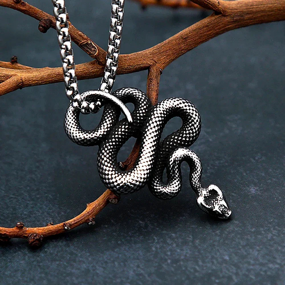 Snake Necklace – Serpent Bound Chain Punk Gothic Biker Viking Statement