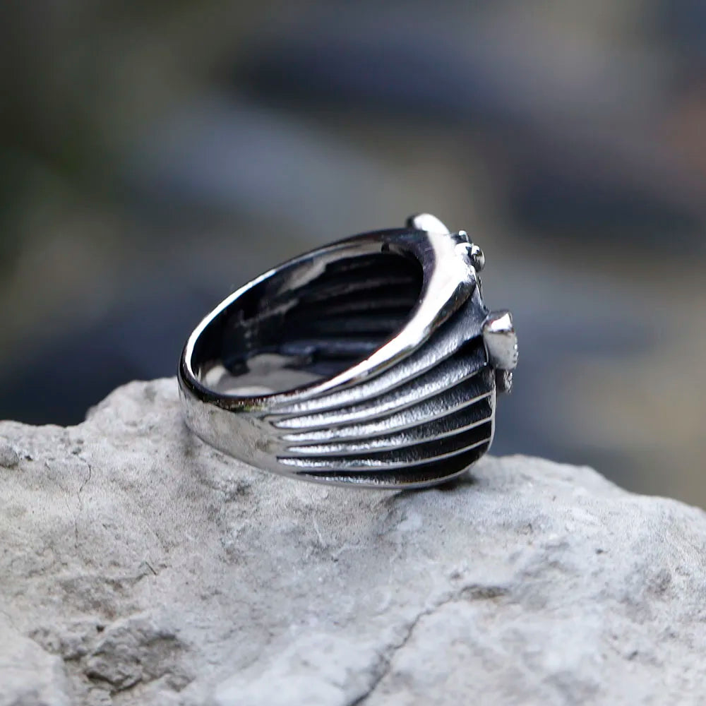 Skull Ring – Death's Head Moth 316L Stainless Steel Gothic Punk Biker Ring for Men Women