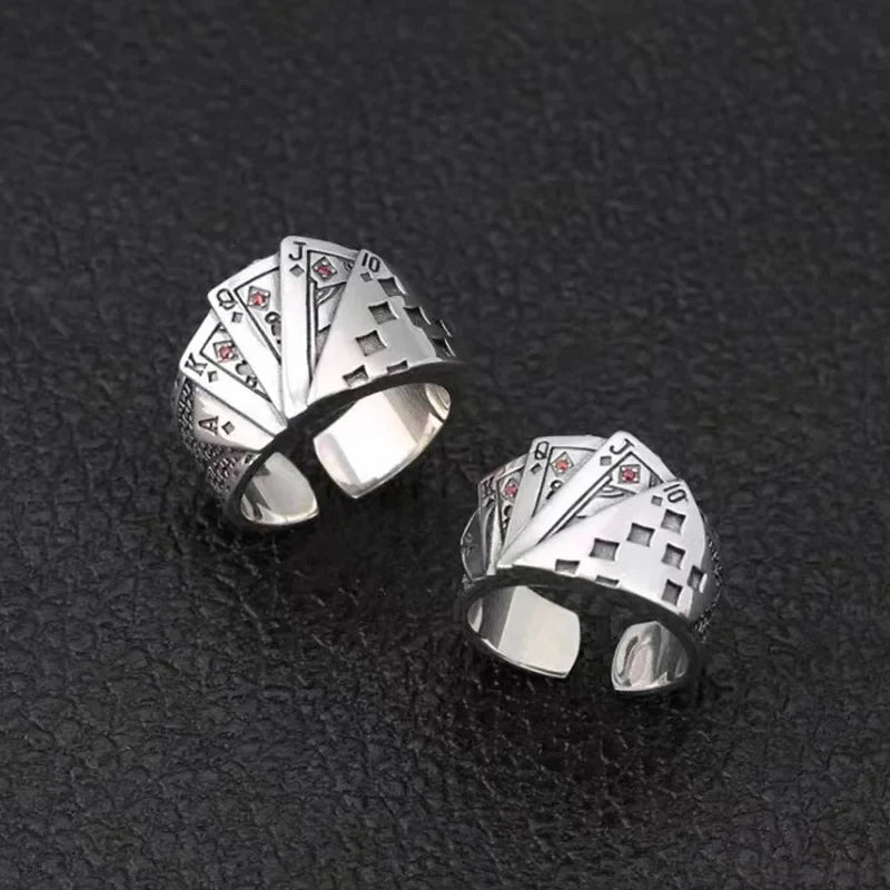 Gothic Ring – Royal Flush Poker Card Punk Vintage Statement