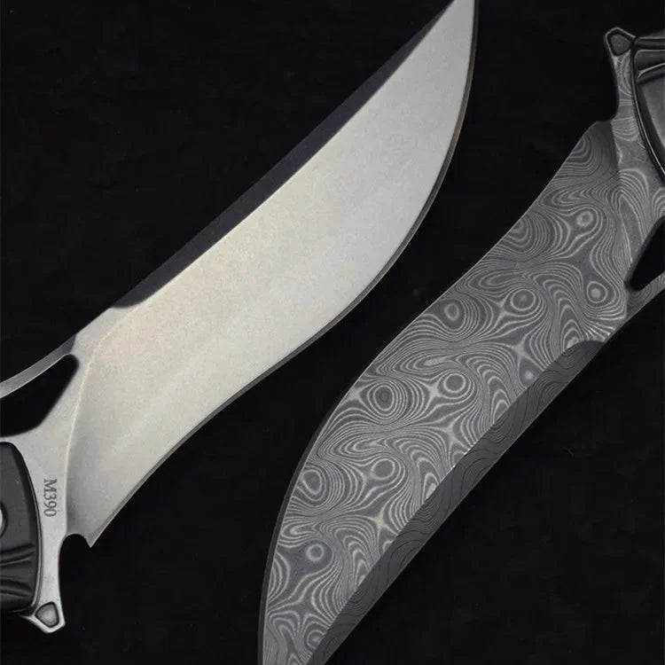 Night Owl M390 Damascus Tactical Folding Knife - Carbon Fiber Handle
