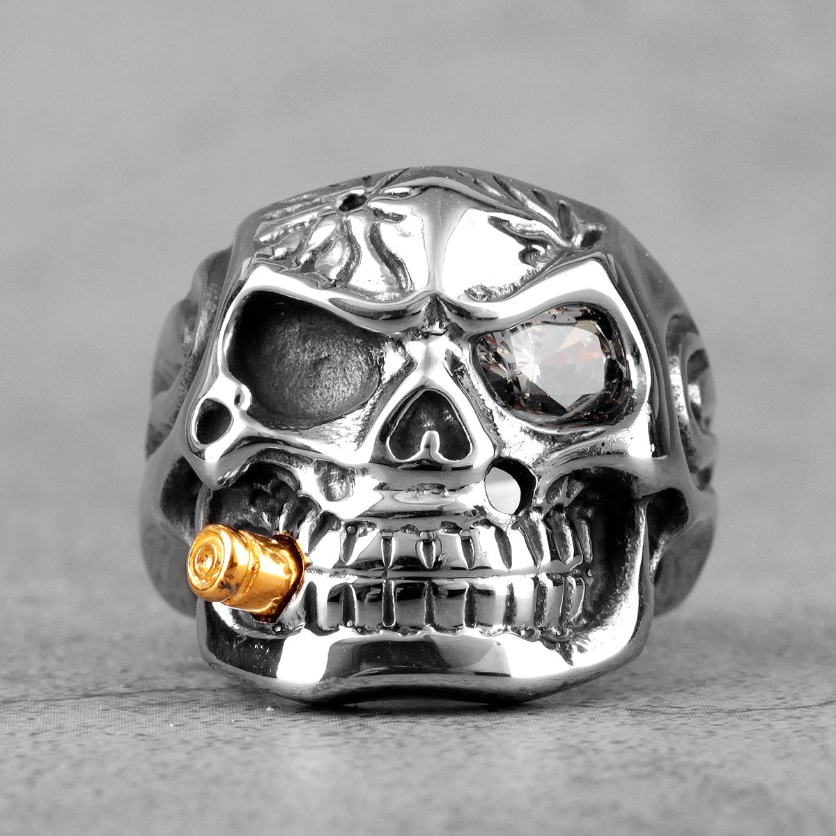 Skull Ring – Smoking Soldier Gothic Punk Biker Hip Hop Statement