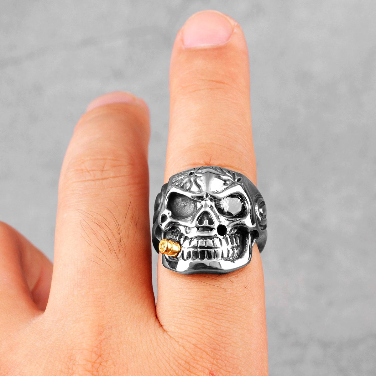 Skull Ring – Smoking Soldier Gothic Punk Biker Hip Hop Statement