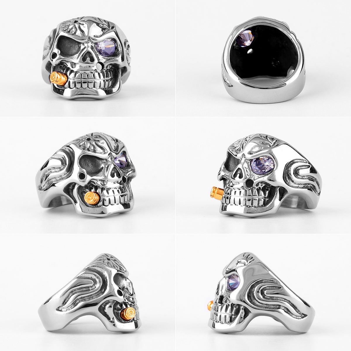 Skull Ring – Smoking Soldier Gothic Punk Biker Hip Hop Statement