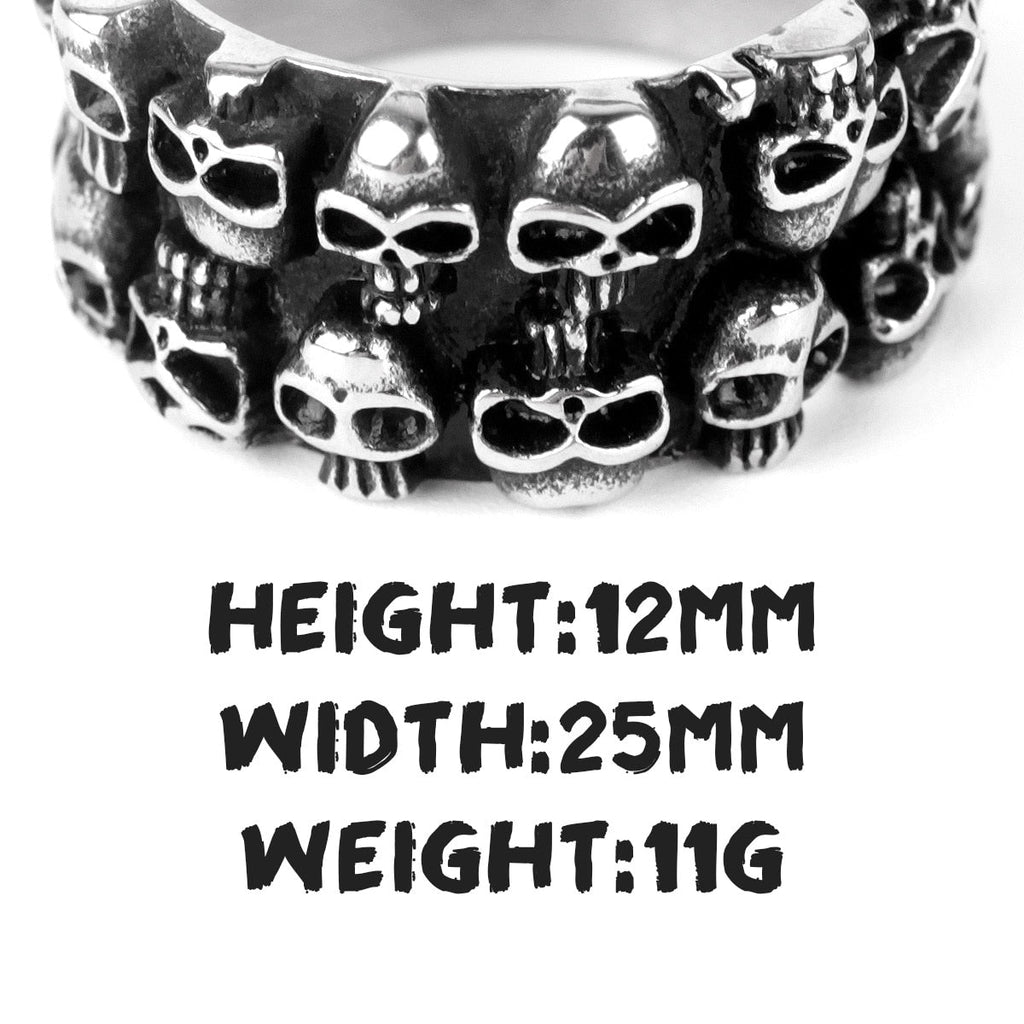 Skull Rings for Men – Multiple Skull Carving Gothic Punk Biker Ring