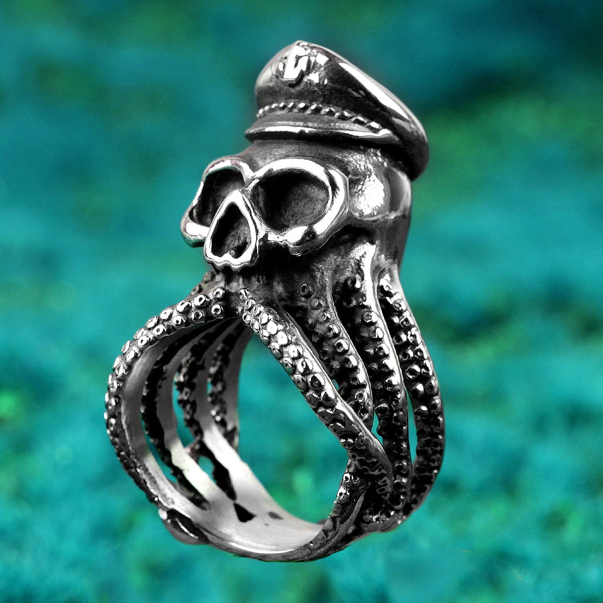 Gothic Ring – Captain Octopus Kraken Punk Rock Hip Hop Biker Statement Ring