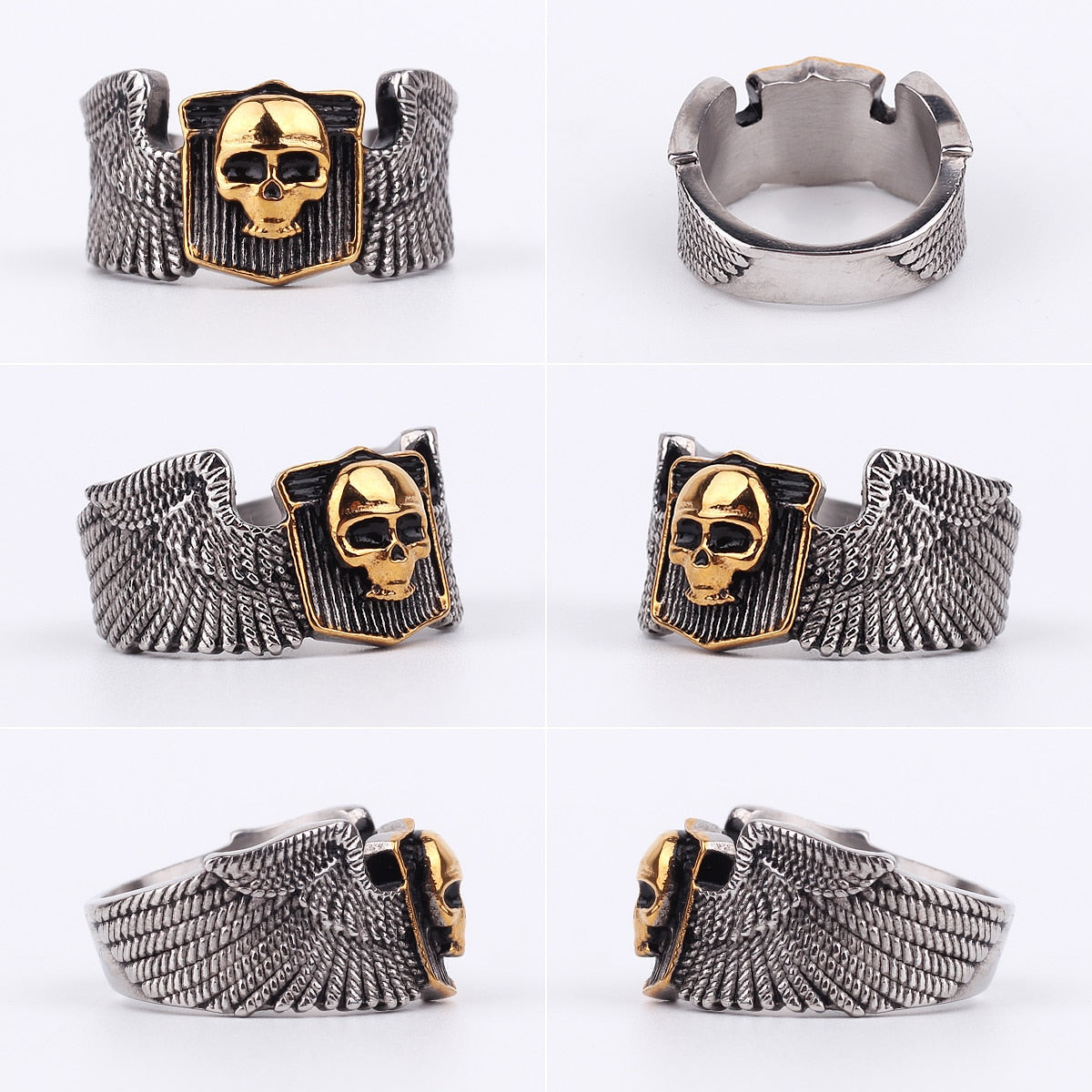 Skull Ring – Wing Motorcycle Gothic Punk Biker Rock Statement