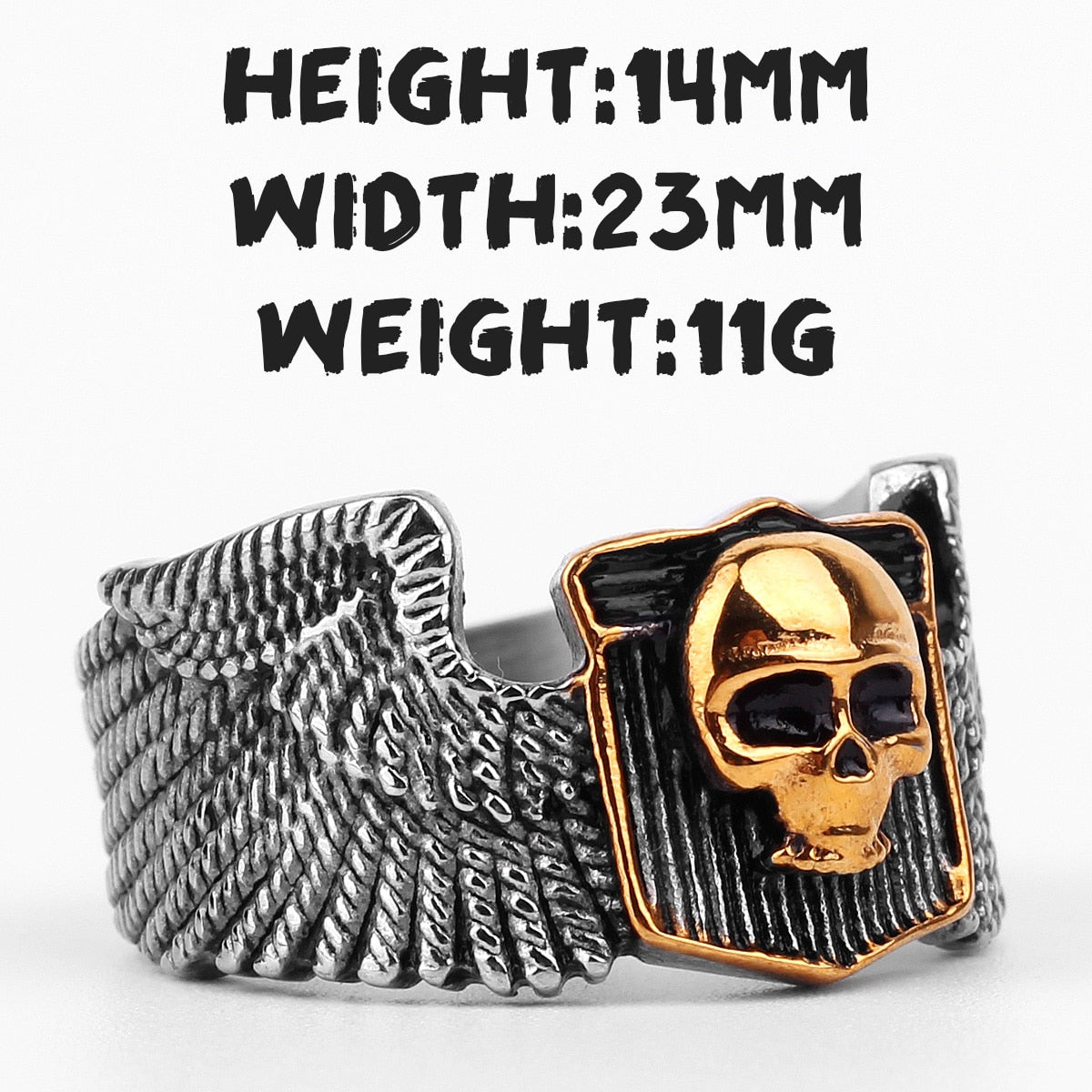 Skull Ring – Wing Motorcycle Gothic Punk Biker Rock Statement