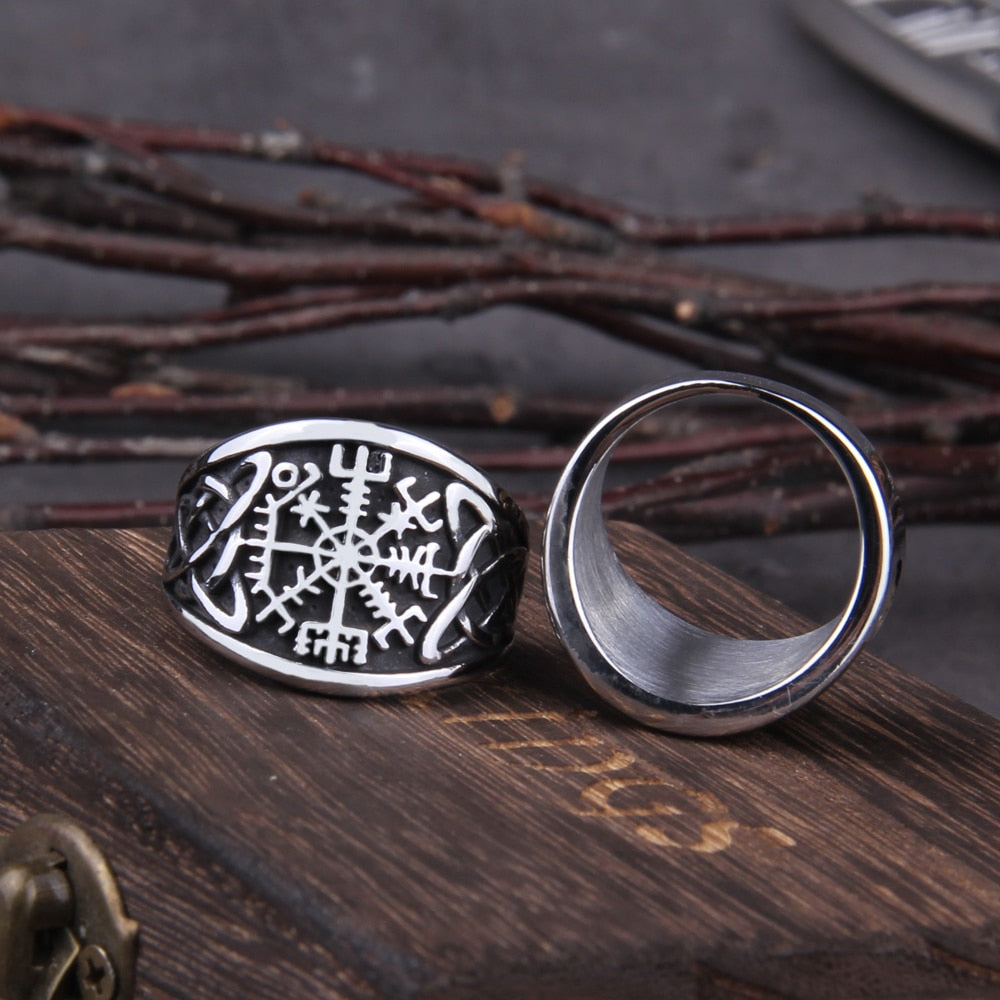 Viking Compass Ring – Vegvisir Norse Rune Gothic Symbol Band