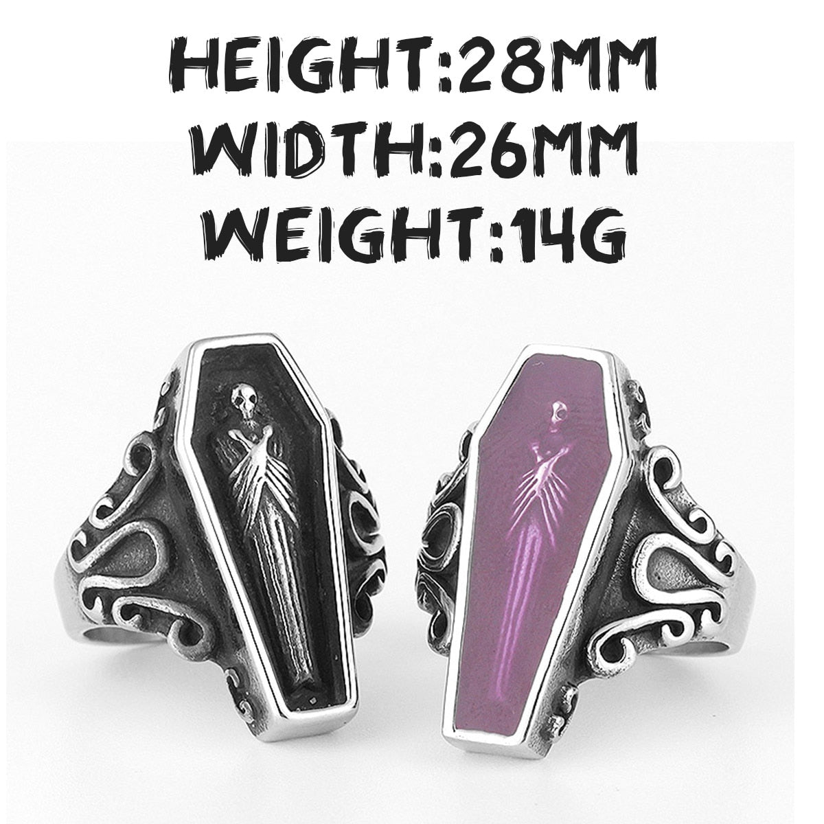 Gothic Ring – Vampire Coffin Skull Punk