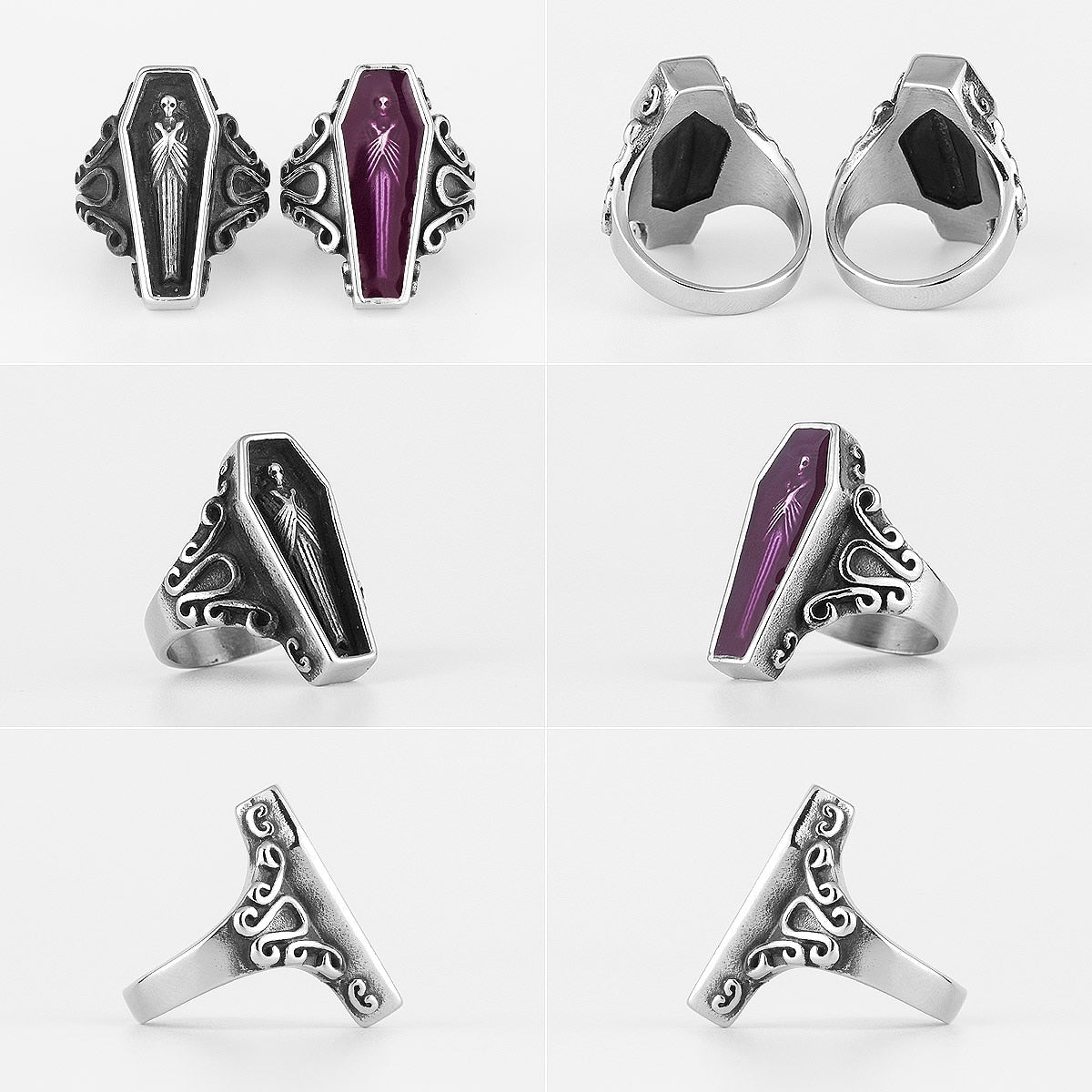 Gothic Ring – Vampire Coffin Skull Punk