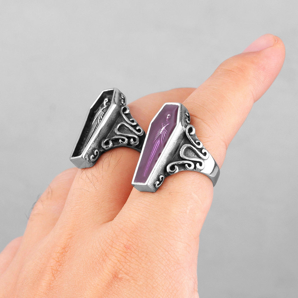 Gothic Ring – Vampire Coffin Skull Punk