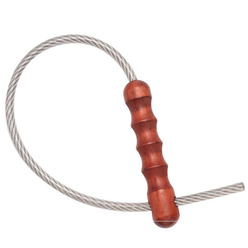 56cm Steel Cable Self Defense Whip - Wooden Handle Emergency Tool