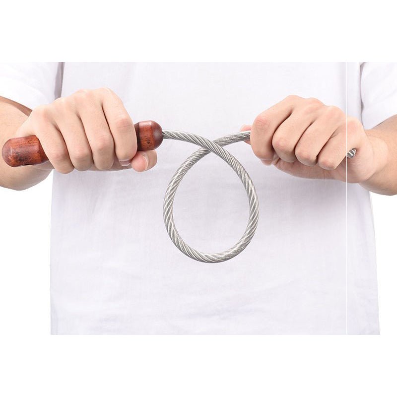 56cm Steel Cable Self Defense Whip - Wooden Handle Emergency Tool