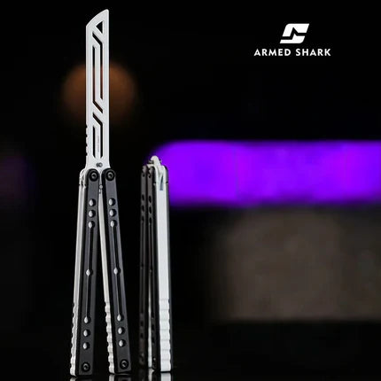 Nautilus V2 Balisong Trainer - Armed Shark 7075 Aluminum G10 Carbon Fiber Butterfly Knife