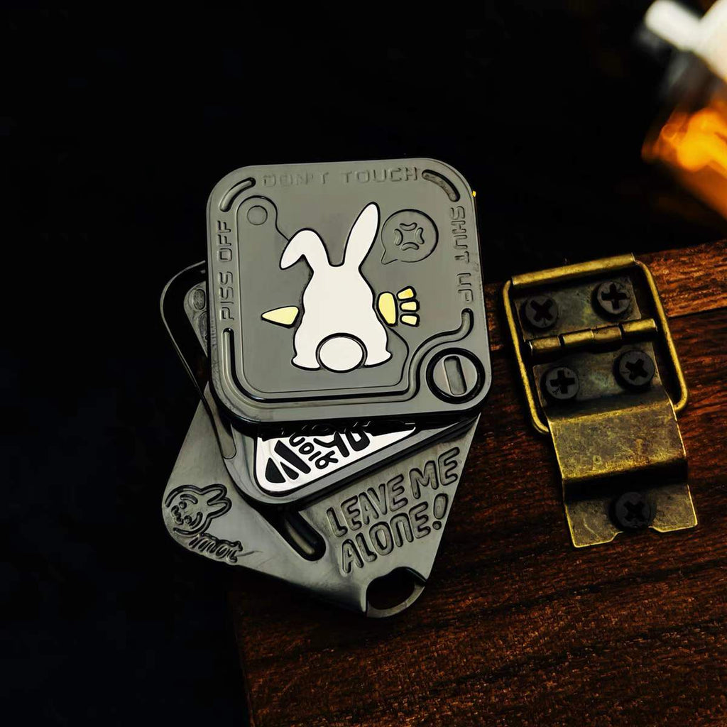 Fidget Slider – Rabbit Snap Side-Push Stainless Steel EDC Collectible Attitude Toy