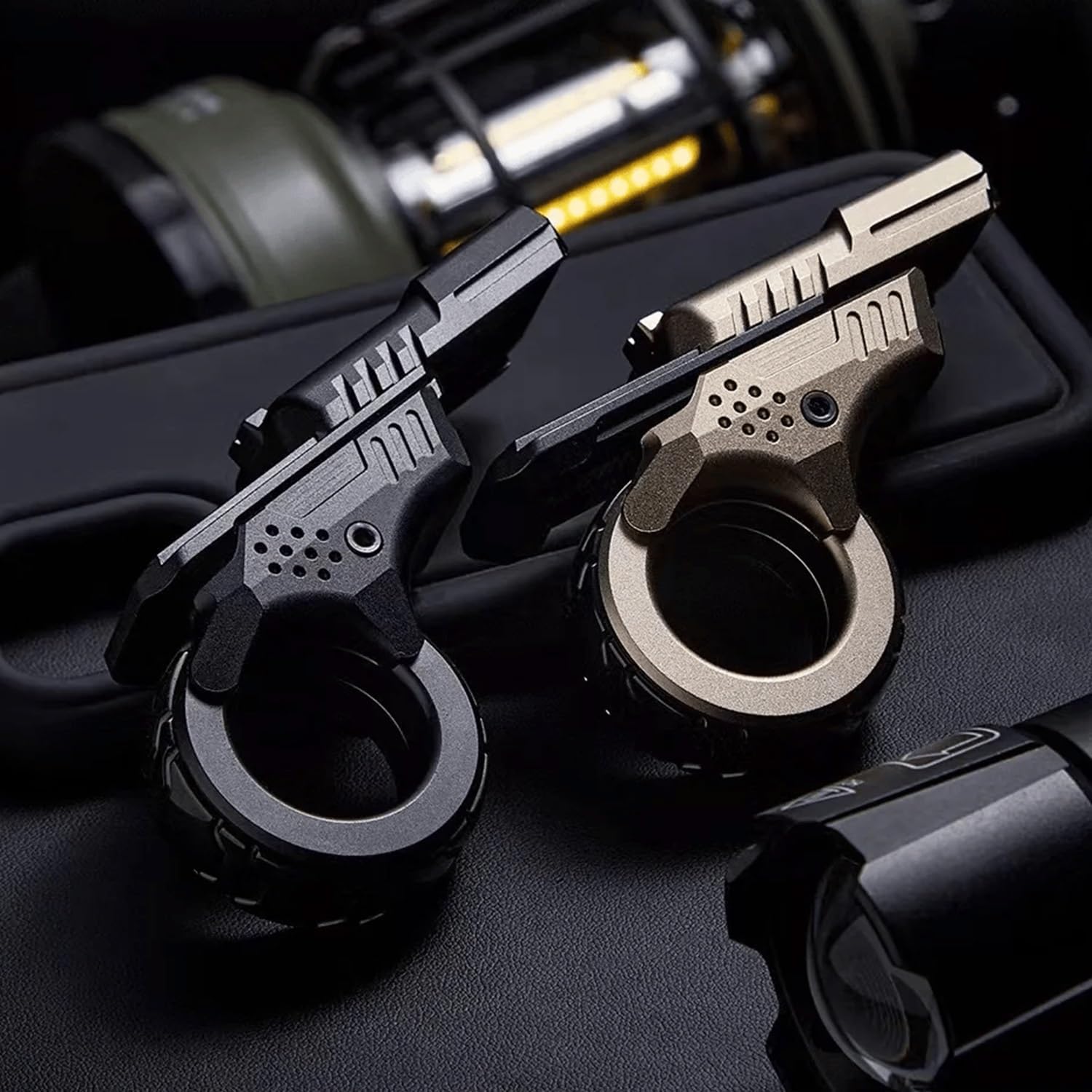 Mini Marksman Titanium Magnetic Fidget Toy - Metal with Pop Push Press, Slider & Ratchet Ring