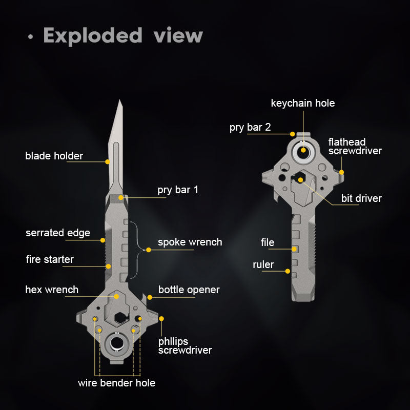 Keymaster Titanium 12-in-1 EDC Multi-Tool - Compact Versatile Design
