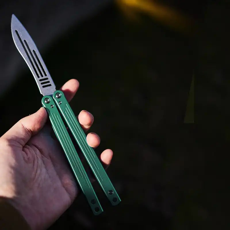 Stone Wash Balisong Trainer - Armed Shark Gale Aluminum Butterfly Knife Flipper