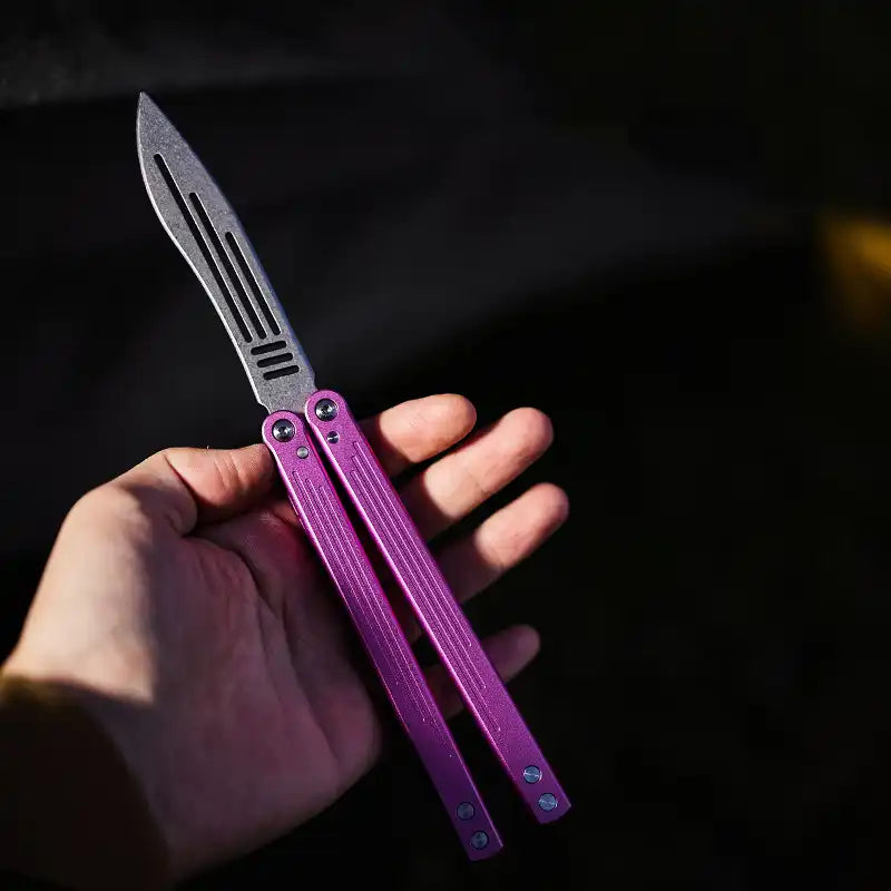 Stone Wash Balisong Trainer - Armed Shark Gale Aluminum Butterfly Knife Flipper