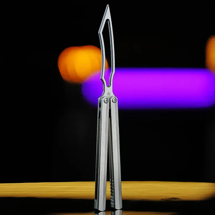 440C Steel TC4 Titanium Balisong Trainer - Armed Shark CK-SR DLC Butterfly Knife Flipper