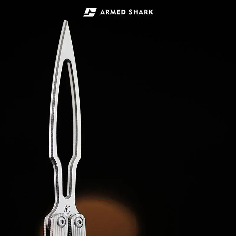 440C Steel TC4 Titanium Balisong Trainer - Armed Shark CK-SR DLC Butterfly Knife Flipper