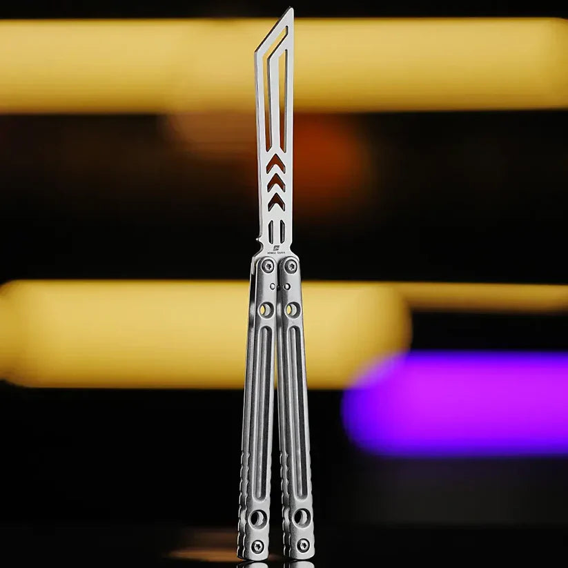 Skeletonized Balisong Trainer - Armed Shark Dangerous Wanderer Butterfly Knife Hollow Handle