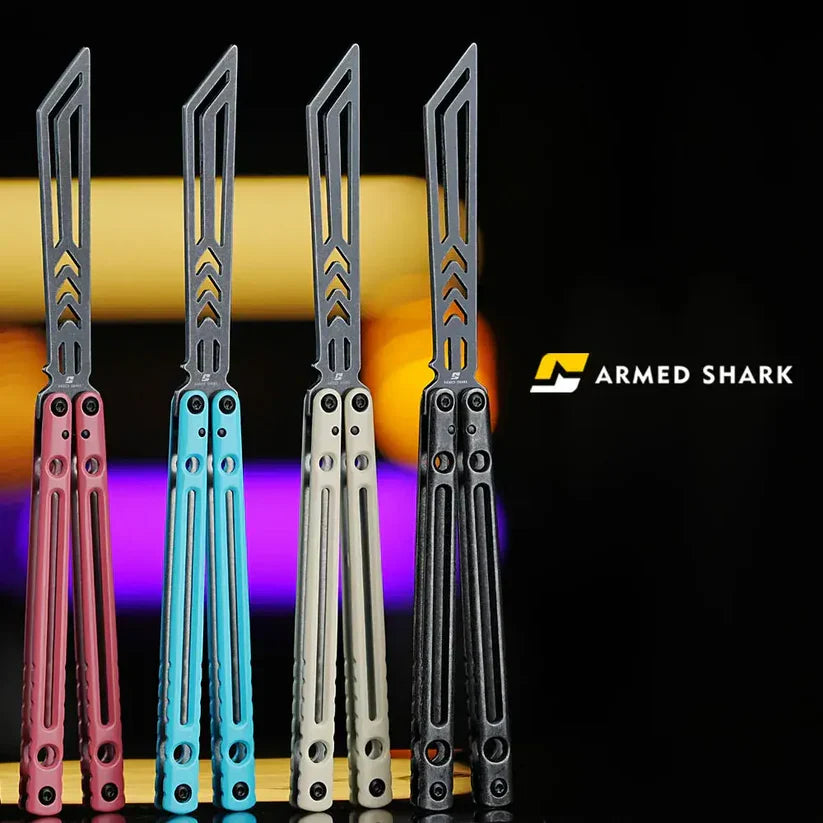 Skeletonized Balisong Trainer - Armed Shark Dangerous Wanderer Butterfly Knife Hollow Handle